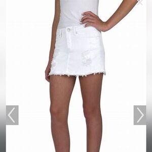 Tractr Girls “Lisa” white mini distressed denim skirt